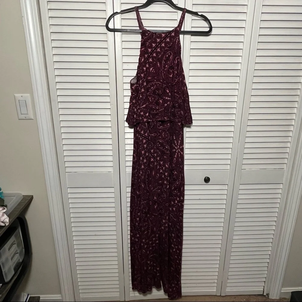 πHPπ Torrid Drape Top Halter Neck Burgundy Maxi Dress, Size 0 - Picture 4 of 14